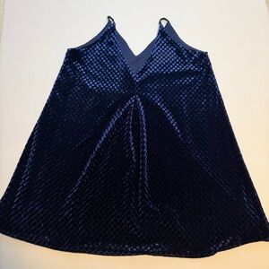 Very J Navy Velvet strapless A-Line v-neck top